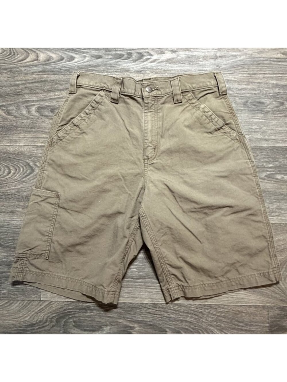 Carhartt Loose Canvas Dungaree Shorts Mens 32 Light Brown B147 Workwear Utility